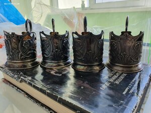 Сопны (подстаканы) слоны. 4шт с родными стаканами.