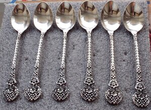 красивый набор чайных ложек 6шт,новый,серебро 916