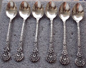 красивый набор чайных ложек 6шт,новый,серебро 916