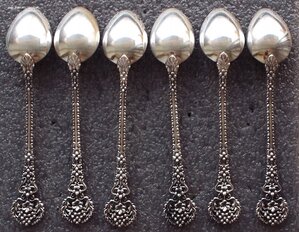 красивый набор чайных ложек 6шт,новый,серебро 916