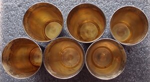 стопки мельхиор,серебрение,6шт,СССР