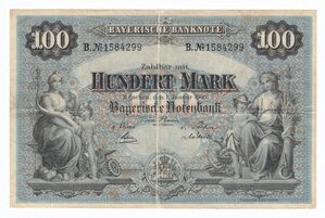 100 марок 1900 года. Бавария, банк Мюнхен