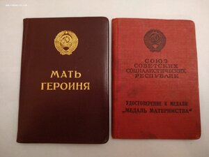 Комплект документов на Мать Героиню