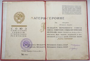 Мать-героиня 34787 и Матслава 1ст. № 6550 на одну. Все доки.