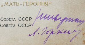Мать-героиня 34787 и Матслава 1ст. № 6550 на одну. Все доки.