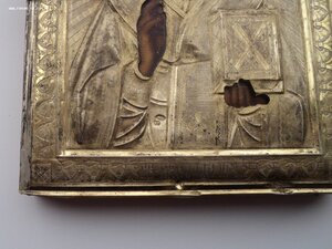 Икона Св. Николай Чудотворец. Оклад серебро 14.4 х 17.9 см.