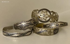 Антикварные серебряные женские браслеты 875 пробы. 5 штук.