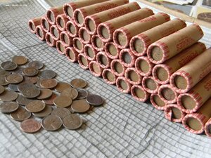 "Пшеничные" Центы США (1990-58 гг), в роллах по 50 монет.