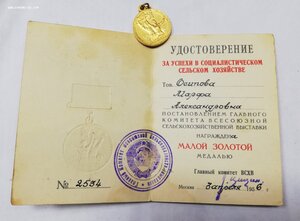 ВСХВ, малая, золото. 1956 г.