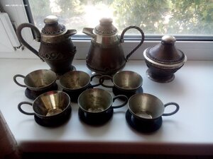 Столовый набор,мельхиор,скань.