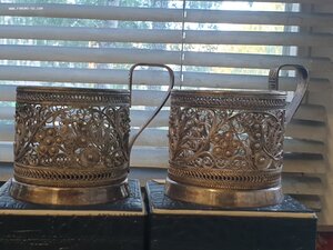 ДВА подстаканника серебрение. Состояние!