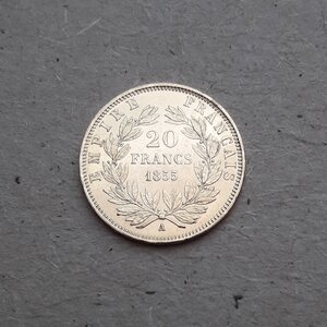 20 Франков. 1855 г. ЗОЛОТО.
