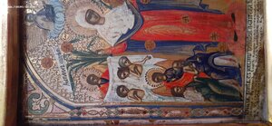 Икона " Всех Скорбящих Радость с грошиками ". Киот. Сусалка.