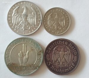 6 монет Веймар и 3 Рейх