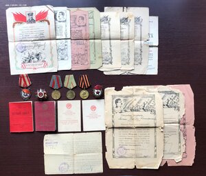 Комплект Наград с док. ВОВ 1 степ + КЗ + медали + грамоты