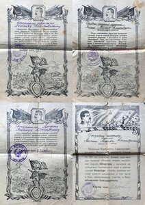 Комплект Наград с док. ВОВ 1 степ + КЗ + медали + грамоты