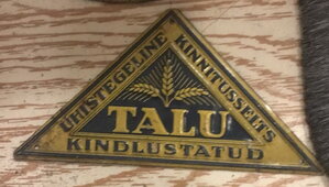 Страховая Табличка Talu (хутор) Эстония 1920е гг квартирная