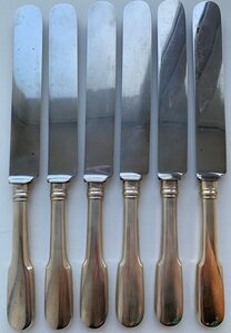 Австро-Венгрия. Комплект ножей 800 пробы 6 шт. по цене лома.
