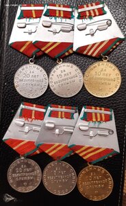 За безупречную службу  ВС СССР 20, 15, 10 лет.