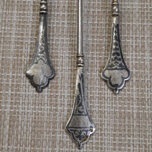 Чайные ложки - серебро 875 чернь
