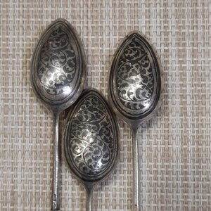 Чайные ложки - серебро 875 чернь