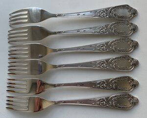 Комплект вилок 6 штук 875 пробы в коробке, ЛЮКС!