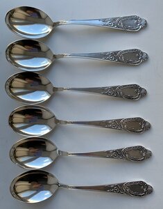 Комплект ДЕСЕРТНЫХ ложек 6 штук 875 пробы в коробке, ЛЮКС!