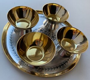 Комплект боль. стопок на подносе СЕВЕРНАЯ ЧЕРНЬ 4 шт., ЛЮКС!