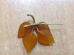 Брошка в виде Янтарных листьев