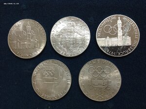 5 монет Серебро 100 шиллингов Олимпиада Инсбрук 1976