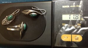 Набор Перстень и сережки Серебро 925 со звездой СССР Зеленые