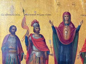 Икона со святыми. Афонское письмо.