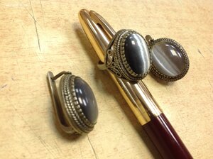 Набор Перстень с серьгами с лунным камнем типа Опал