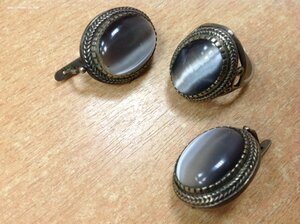 Набор Перстень с серьгами с лунным камнем типа Опал