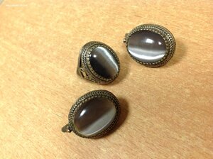 Набор Перстень с серьгами с лунным камнем типа Опал