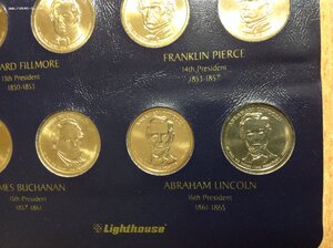 32 монеты Доллары USA с президентами на 2-х листах