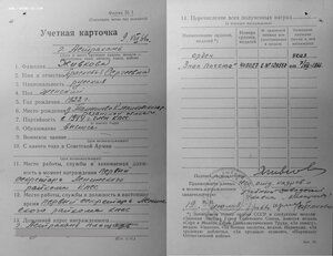 Комплект наград на Живкову П.С.