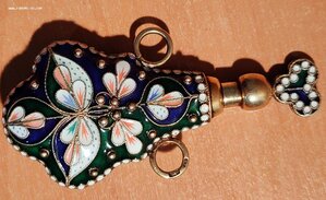 Нашейный флакон для парфюма серебро , живоп. эмали, Красота!