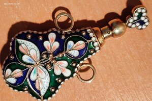 Нашейный флакон для парфюма серебро , живоп. эмали, Красота!