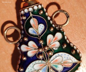 Нашейный флакон для парфюма серебро , живоп. эмали, Красота!