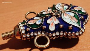 Нашейный флакон для парфюма серебро , живоп. эмали, Красота!