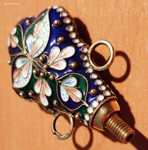 Нашейный флакон для парфюма серебро , живоп. эмали, Красота!