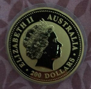 Австралия 200 долларов 2000 г. Кенгуру 2 унции