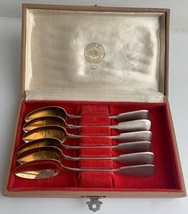 Комплект красивых довоенных чайных ложек 875 пробы, 6 штук.