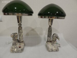 Лампа Настольная ОРЕЛ справа.Сталинский Ампир.Зеленый.Белый