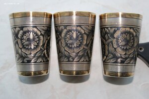 3 стопки. Серебро. Северная Чернь. СССР