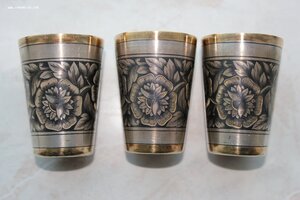 3 стопки. Серебро. Северная Чернь. СССР