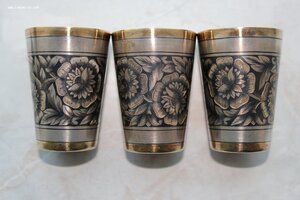 3 стопки. Серебро. Северная Чернь. СССР