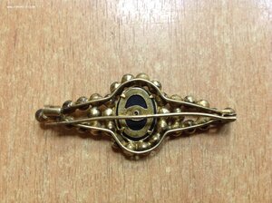 Красивая брошь со стразами и чёрной вставкой Серебро 875