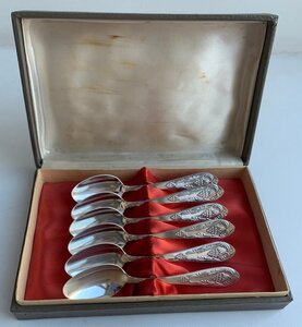 Комплект кофейных ложек "Каштан" 875 пробы, 6 штук.